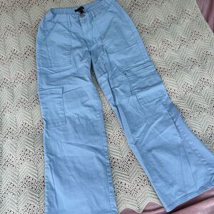 Forever 21 L Cargo Pants Pastel Blue Streetwear Rave Festival Cyber Punk Indie